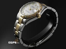 ROLEX 勞力士 Datejust 178343 18K黃金&不鏽鋼材質 半金款 <font color=#ffff00>白色珍珠貝殼面 原廠雪花鑲嵌鑽石錶圈</font> 自動上鏈 31mm