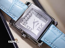 CHOPARD 蕭邦 Happy Sport Square 快樂鑽 方形 278495-3001 <font color=#cadff0>原廠7顆跑鑽 </font> 不鏽鋼 <font color=#FF0000>2024年保單</font> 石英腕錶 38mm