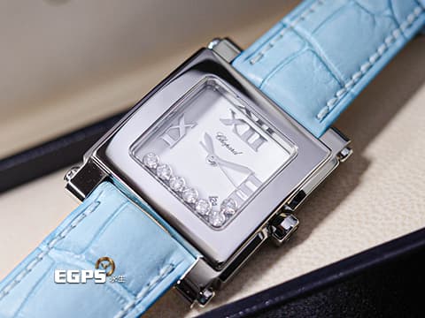 CHOPARD 蕭邦 Happy Sport Square 快樂鑽 方形 278495-3001 原廠7顆跑鑽  不鏽鋼 2024年保單 石英腕錶 38mm