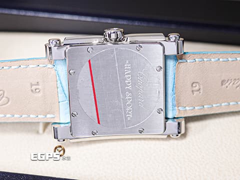 CHOPARD 蕭邦 Happy Sport Square 快樂鑽 方形 278495-3001 原廠7顆跑鑽  不鏽鋼 2024年保單 石英腕錶 38mm