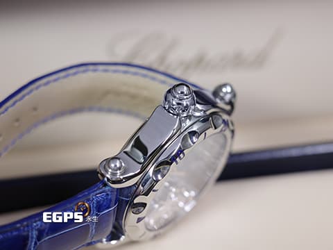 CHOPARD 蕭邦 Happy Sport Zodiac 快樂鑽 星座 射手座 288430-3004 藍色面盤 原廠射手座造型跑鑽 不鏽鋼 2024年保單 石英腕錶 38mm