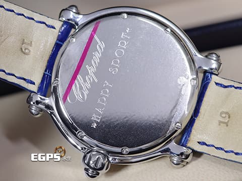 CHOPARD 蕭邦 Happy Sport Zodiac 快樂鑽 星座 射手座 288430-3004 藍色面盤 原廠射手座造型跑鑽 不鏽鋼 2024年保單 石英腕錶 38mm