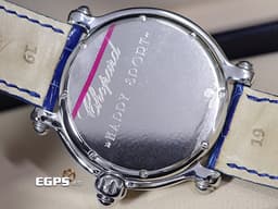 CHOPARD 蕭邦 Happy Sport Zodiac 快樂鑽 星座 射手座 288430-3004 <font color=#46a5d3>藍色面盤 原廠射手座造型跑鑽</font> 不鏽鋼 <font color=FF0000>2024年保單</font> 石英腕錶 38mm