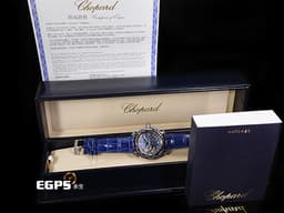 CHOPARD 蕭邦 Happy Sport Zodiac 快樂鑽 星座 射手座 288430-3004 <font color=#46a5d3>藍色面盤 原廠射手座造型跑鑽</font> 不鏽鋼 <font color=FF0000>2024年保單</font> 石英腕錶 38mm