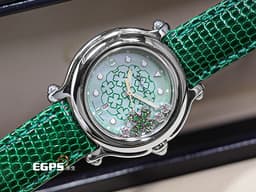 CHOPARD 蕭邦 Happy Sport 快樂鑽 Emerald Good Luck Clover Green 幸運草 278428-3001 <font color=#7dd147>綠色幸運四葉草面盤 原廠幸運四葉草造型跑鑽</font> 不鏽鋼 <font color=FF0000>2024年保單</font> 石英腕錶 32mm