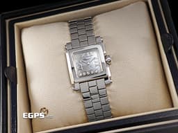 CHOPARD 蕭邦 Happy Sport Square 快樂鑽 方形 278516-3006 <font color=#cadff0>珍珠母貝面盤 原廠5顆跑鑽 </font> 不鏽鋼 <font color=#FF0000>2024年保單</font> 石英腕錶 22mm