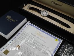 CHOPARD 蕭邦 Happy Sport 快樂鑽 204407-1002 <font color=#ffff00>原廠圓形跑鑽 白色貝母面盤 原廠鑲嵌鑽石時標、錶圈</font> <font color=#FF0000>2023年保單 台灣公司貨 新錶訂價：774,000元</font> 石英機芯 30mm