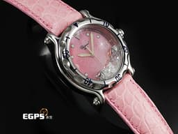 CHOPARD 蕭邦 Happy Sport Zodiac 快樂鑽 星座 雙魚座 288347-3013 <font color=#f6cee8> 粉色面盤 原廠雙魚座造型跑鑽</font> 不鏽鋼 <font color=FF0000>2024年保單</font> 石英機芯 38mm