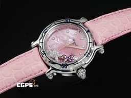 CHOPARD 蕭邦 Happy Sport Zodiac 快樂鑽 星座 雙魚座 288347-3013 <font color=#f6cee8> 粉色面盤 原廠雙魚座造型跑鑽</font> 不鏽鋼 <font color=FF0000>2024年保單</font> 石英機芯 38mm