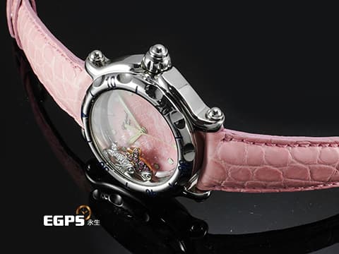 CHOPARD 蕭邦 Happy Sport Zodiac 快樂鑽 星座 雙魚座 288347-3013  粉色面盤 原廠雙魚座造型跑鑽 不鏽鋼 2024年保單 石英機芯 38mm