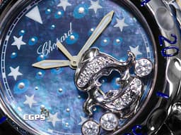 CHOPARD 蕭邦 Happy Sport Zodiac 快樂鑽 星座 278440-3006 <font color=#46a5d3>藍色面盤 原廠雙魚座造型跑鑽</font> 不鏽鋼 <font color=FF0000>2024年保單</font> 石英腕錶 33mm