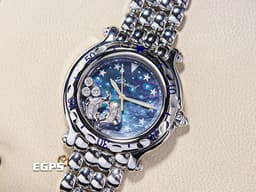 CHOPARD 蕭邦 Happy Sport Zodiac 快樂鑽 星座 278440-3006 <font color=#46a5d3>藍色面盤 原廠雙魚座造型跑鑽</font> 不鏽鋼 <font color=FF0000>2024年保單</font> 石英腕錶 33mm