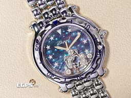 CHOPARD 蕭邦 Happy Sport Zodiac 快樂鑽 星座 278440-3006 <font color=#46a5d3>藍色面盤 原廠雙魚座造型跑鑽</font> 不鏽鋼 <font color=FF0000>2024年保單</font> 石英腕錶 33mm