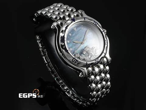 CHOPARD 蕭邦 Happy Sport Zodiac 快樂鑽 星座 278440-3011 藍色面盤 原廠獅子座造型跑鑽 不鏽鋼 2024年保單 石英腕錶 33mm