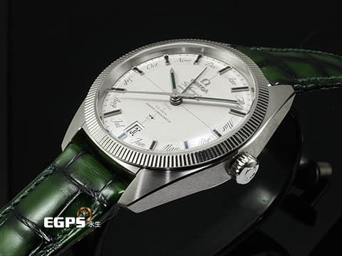 OMEGA 歐米茄 星座系列 Globemaster 130.93.41.22.99.002 13093412299002 950鉑金材質 年曆錶 綠色琺瑯18K白金天文台徽章錶背 噴砂950鉑金 Pie Pan Dial-多邊型立體面盤 限量發行52支 2022年保卡 未使用珍藏品 新錶訂價：1,536,900元 自動上鏈 41mm