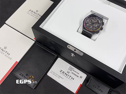 ZENITH 真力時 El Primero 21 Rainbow 33.9002.9004/96.R580  原廠彩虹寶石外框  2018年保卡 全球限量50只！  1/100秒計時碼錶機芯  44mm