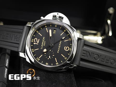 PANERAI 沛納海 Luminor 1950 3 Days GMT PAM00531 經典三明治面盤 淡褐色夜光時標 菸草面&nbsp;PAM531 三日鍊 兩地時區 動能顯示 小秒針 不鏽鋼材質 P.9003自製機芯 配件齊全 自動上鍊 44mm