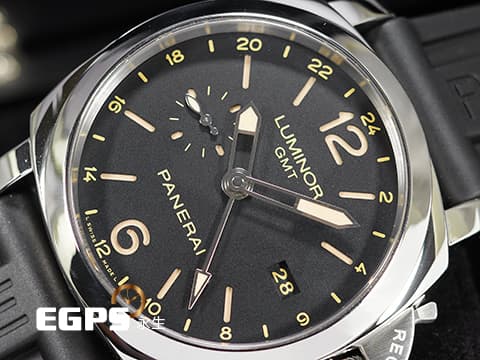PANERAI 沛納海 Luminor 1950 3 Days GMT PAM00531 經典三明治面盤 淡褐色夜光時標 菸草面&nbsp;PAM531 三日鍊 兩地時區 動能顯示 小秒針 不鏽鋼材質 P.9003自製機芯 配件齊全 自動上鍊 44mm