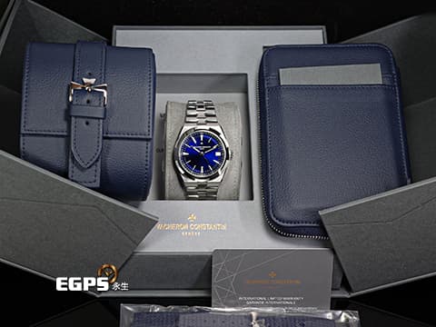 Vacheron Constantin 江詩丹頓 VC錶 Oversea 縱橫四海 4520V/210A-B128 4520 不鏽鋼材質 藍色放射紋漆面錶盤 日內瓦印記 大三針  2025年保卡 易拆卸替換錶帶裝置 另附皮革錶帶和橡膠錶帶 自動上鍊 41mm