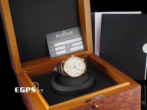 BLANCPAIN 寶鉑 Villeret 大日曆 逆跳 6668 3642 55A 18K玫瑰金材質 三日鍊 蛋白色面盤  2024年保單  自動上鍊 40mm