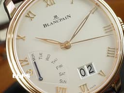BLANCPAIN 寶鉑 Villeret 大日曆 逆跳 6668 3642 55A 18K玫瑰金材質 三日鍊 <font color="#fffad6">蛋白色面盤</font> <font color="#FF0000"> 2024年保單 </font> 自動上鍊 40mm