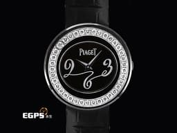 PIAGET 伯爵 Possession P10275 18K白金材質 黑灰色面盤 <font color=#ffff00>可旋轉式原廠鑲嵌主鑽石＆精鑲配鑽錶圈 </font> <font color=#ff0000>另附一條客製化白色錶帶</font> 石英機芯 26mm