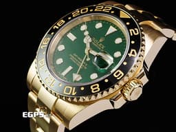 ROLEX 勞力士 GMT-MASTER II 格林威治型 116718LN 兩地時間 18K黃金材質 <font color="#33CCFF"> 品味獨特風格的絕版停產款~ </font> <font color="#4bc944">綠面金針錶盤</font> <font color="#FF0000"> 2019年保卡 保有部分原廠膠膜&nbsp;</font> 自動上鏈 40mm