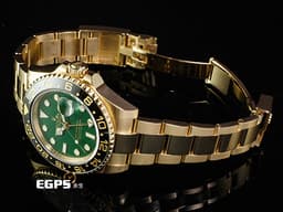 ROLEX 勞力士 GMT-MASTER II 格林威治型 116718LN 兩地時間 18K黃金材質 <font color="#33CCFF"> 品味獨特風格的絕版停產款~ </font> <font color="#4bc944">綠面金針錶盤</font> <font color="#FF0000"> 2019年保卡 保有部分原廠膠膜&nbsp;</font> 自動上鏈 40mm