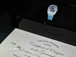 Franck Muller 法蘭穆勒 FM Vanguard Lady Slim Vintage V35 S <font color="#00bfff">水藍色面盤 原廠鑲嵌308顆頂級天然美鑽（約4.44克拉）</font>小秒針 不鏽鋼 <font color="#ff0000">2026年保單 新錶訂價：789,000元</font>&nbsp;自動上鍊 35x46.3mm
