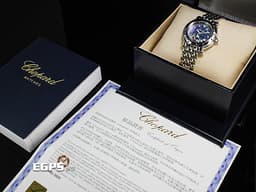 CHOPARD 蕭邦 Happy Sport Zodiac 快樂鑽 星座 278440-3005 <font color=#46a5d3>藍色面盤 原廠水瓶座造型跑鑽</font> 不鏽鋼 <font color=FF0000>2024年保單</font> 石英腕錶 33mm