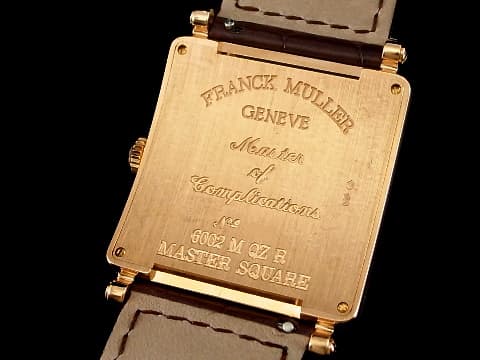 FRANCK MULLER 法蘭穆勒 Master Square 6002M QZ R 18K玫瑰金材質 精鑲鑽石錶圈、錶扣 羅馬數字時標 石英機芯 32mm