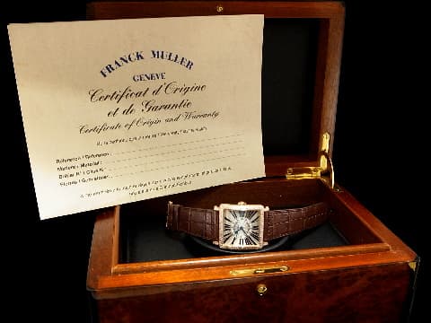 FRANCK MULLER 法蘭穆勒 Master Square 6002M QZ R 18K玫瑰金材質 精鑲鑽石錶圈、錶扣 羅馬數字時標 石英機芯 32mm