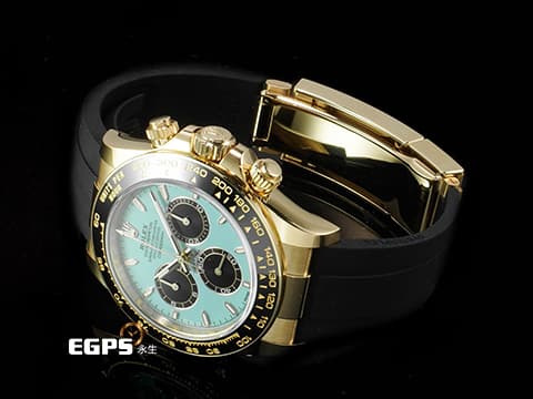 ROLEX 勞力士 Daytona 迪通拿 126518LN 計時碼表 18K黃金材質 陶瓷錶圈&nbsp;Tiffany 蒂芬妮 綠松石色面盤&nbsp;2026年保卡  賽車錶 自動上鍊 40mm