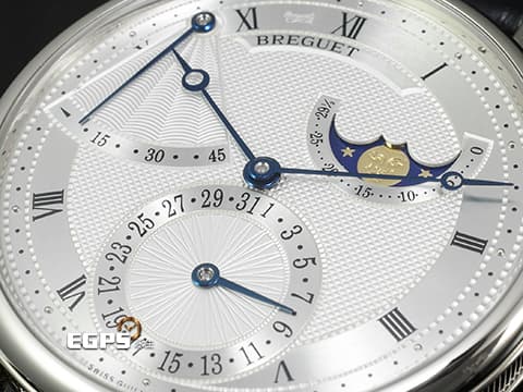 BREGUET 寶璣 CLASSIQUE 經典系列 7137 7137BB/11/9V6 18K白金材質 銀色雕紋面盤 月相 超薄自動上鍊機芯 2024年保單 台灣公司貨 新錶參考訂價：1,514,000元 39mm