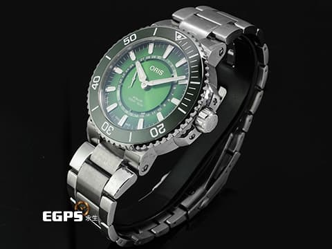 ORIS 豪利時 Aquis Hangang Small Second Date 時間之海 7734 漢江限量版 0174377344187 綠色陶瓷錶圈、綠色面盤 綠水鬼 小秒針 不鏽鋼 2020年保卡 限量2000支 潛水錶 自動上鏈 43.5mm