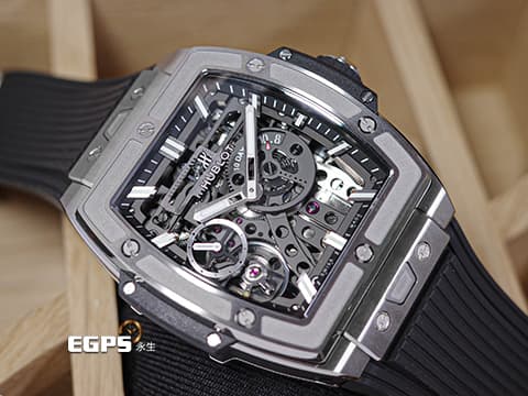 Hublot 宇舶 Spirit of Big Bang 大爆炸 靈魂系列 Meca-10 Titanium  鈦金屬 鏤空面盤 614.NX.1170.RX 十日鍊 動能顯示 2025年電子保單 手上鍊 45mm