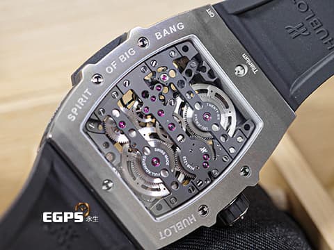 Hublot 宇舶 Spirit of Big Bang 大爆炸 靈魂系列 Meca-10 Titanium  鈦金屬 鏤空面盤 614.NX.1170.RX 十日鍊 動能顯示 2025年電子保單 手上鍊 45mm