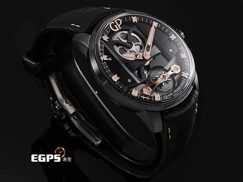 Girard-Perregaux 芝柏 GP錶 Free Bridge Infinity Edition 特別版 82000-11-632.FA6A 玫瑰金點綴鏤空面盤 DLC鍍層不鏽鋼材質 限量88只 2022年台灣公司貨 自動上練 44mm