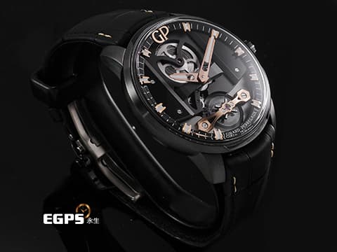 Girard-Perregaux 芝柏 GP Bridge Infinity 特別版 82000-11-632.FA6A DLC 塗層不鏽鋼材質 鏤空面盤 18K玫瑰金點綴 2022年保單 台灣公司貨 全球限量88枚 自動上練 44mm