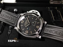 PANERAI 沛納海 Luminor 1950 3 Days GMT Power Reserve PAM01321 <font color="#be9672">經典三明治面盤 淡褐色夜光時標 菸草面</font> 藍色小秒針 PAM1321 三日鍊 GMT 兩地時間 動能儲存顯示 <font color="#FF0000">2023年台灣公司貨 </font>自動上鍊  44mm