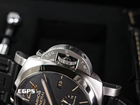 PANERAI 沛納海 Luminor 1950 3 Days GMT Power Reserve PAM01321 經典三明治面盤 淡褐色夜光時標 菸草面 藍色小秒針 PAM1321 三日鍊 GMT 兩地時間 動能儲存顯示 2023年台灣公司貨 自動上鍊  44mm