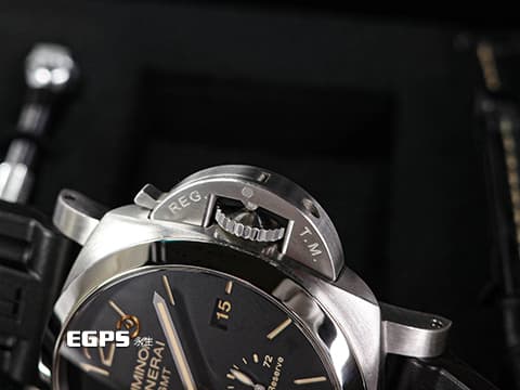 PANERAI 沛納海 Luminor 1950 3 Days GMT Power Reserve PAM01321 經典三明治面盤 淡褐色夜光時標 菸草面 藍色小秒針 PAM1321 三日鍊 GMT 兩地時間 動能儲存顯示  2020年保單 自動上鍊  44mm