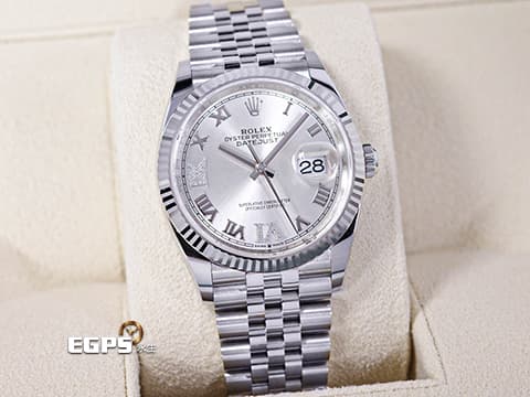 ROLEX 勞力士 Datejust 36 蠔式日誌型 126234 原廠VI、IX鑲鑽時標 銀色面盤 不鏽鋼 DJ36 經典三角坑紋錶圈 2023年保卡 紀念型（Jubilee）五銖錶帶 自動上鍊 36mm