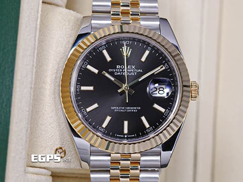 ROLEX 勞力士 DateJust 41 蠔式日誌型 126333 亮黑色面盤 DJ41 半金款 18K黃金 經典三角坑紋錶圈 2019年 紀念型（Jubilee）五銖錶帶 自動上鍊 41mm