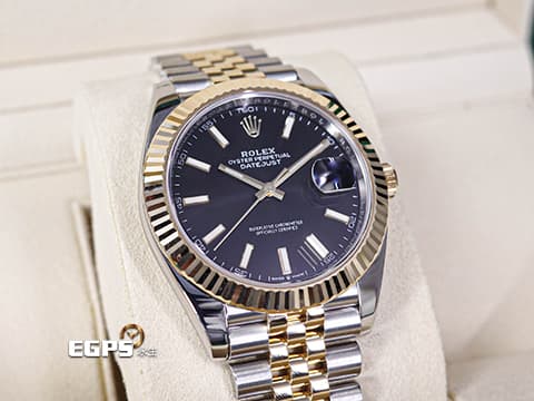 ROLEX 勞力士 DateJust 41 蠔式日誌型 126333 亮黑色面盤 DJ41 半金款 18K黃金 經典三角坑紋錶圈 2019年 紀念型（Jubilee）五銖錶帶 自動上鍊 41mm