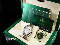 ROLEX 勞力士 Datejust 36 蠔式日誌型 126231 <font color="#F0F0F0">白色面盤</font>搭配<font color="#f3baa1">玫瑰金羅馬數字時標</font> DJ36 永恒玫瑰金 半金款  <font color="#FF0000">2026年保卡 紀念型（Jubilee）五銖錶帶</font> 自動上鍊 36mm