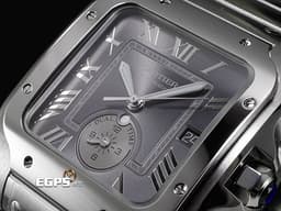 CARTIER 卡地亞 Santos de Cartier 山度士 WSSA0076 大型款 GMT 兩地時區 <font color="#FFFF00">第二時區晝夜顯示 煤炭灰色陽光射線紋飾霧面錶盤</font> <font color="#ff0000">2025年保卡 快拆鏈結系統 </font> 自動上鍊 40.2mm