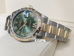 ROLEX 勞力士 Datejust 278343 鑲鑽橄欖綠色錶面盤  黃Ｋ半金 <font color=#FF0000>原廠雪花鑲鑽錶圈、鑲鑽橄欖綠色錶面 VI鑲鑽時標，2024年新式保卡</font> 自動上鍊 31mm