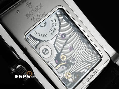 ROLEX 勞力士 Cellini Prince 5441/9 徹里尼 王子 18K白金材質  原廠鑲嵌鑽石面盤   透明錶背  手上鏈 29x45mm