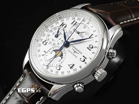 LONGINES 浪琴 Master Collection Chrono Moonphase 名匠 巨擘系列 L27734783&nbsp;銀白色經典麥粒飾紋面盤&nbsp;全日曆 月相盈虧 計時碼表&nbsp;藍鋼指針&nbsp;不鏽鋼&nbsp;2026年保單&nbsp;自動上鏈 42mm